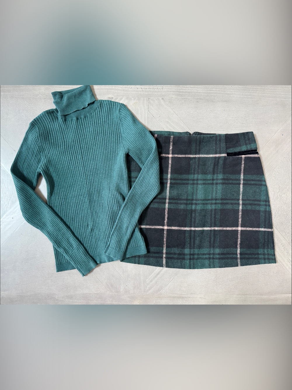 Copper Key Green Plaid Mini Skirt